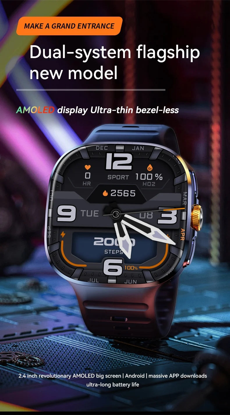 Montre connectée M99 — écran AMOLED 2,4″, caméra rotative et GPS
