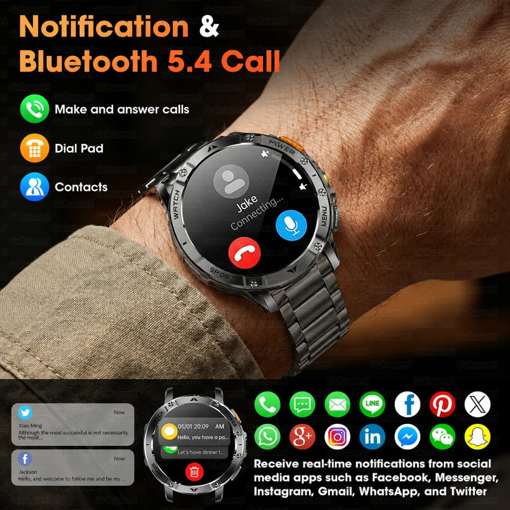 Montre connectée outdoor — 10 ATM annoncés, lampe LED et appels Bluetooth