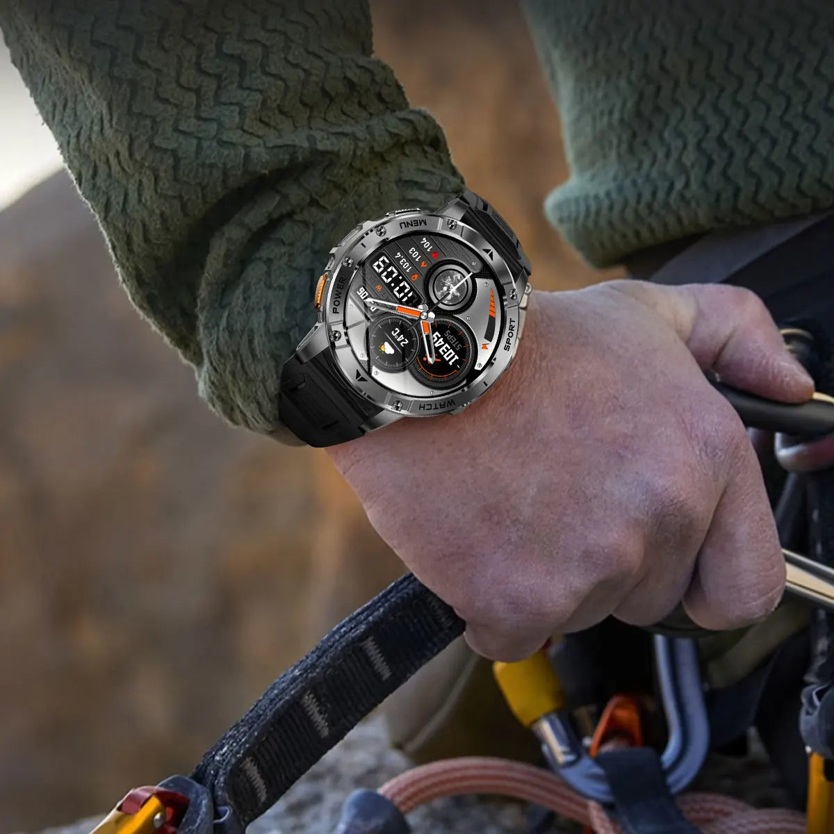 Montre connectée outdoor — 10 ATM annoncés, lampe LED et appels Bluetooth