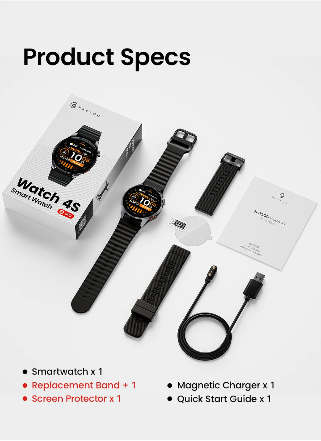 Montre connectée HAYLOU Watch 4S — AMOLED et GPS multi-satellite
