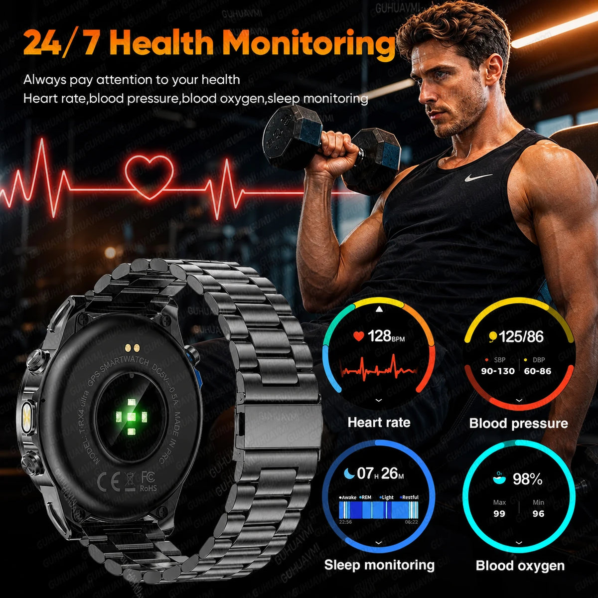 Montre connectée outdoor T‑RX4 — GPS, AMOLED et étanchéité 10 ATM annoncée
