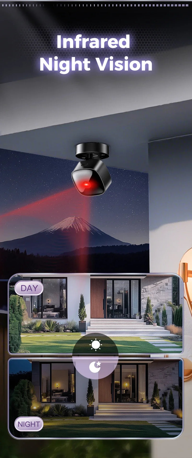 Caméra de sécurité Wi‑Fi 1080p compacte — surveillance à distance