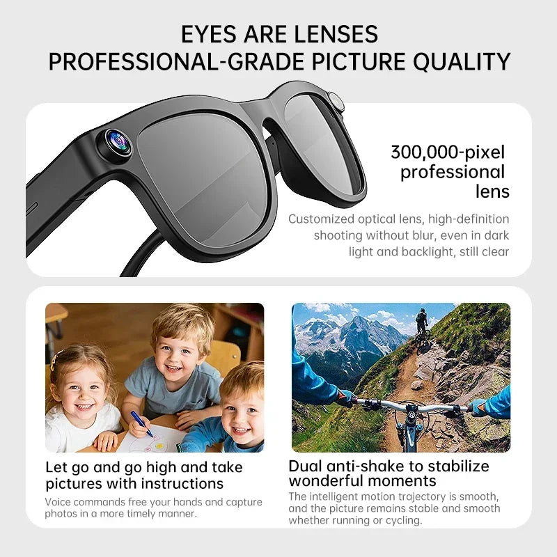 Lunettes connectées IA avec caméra, traduction et appels Bluetooth — version 1600W