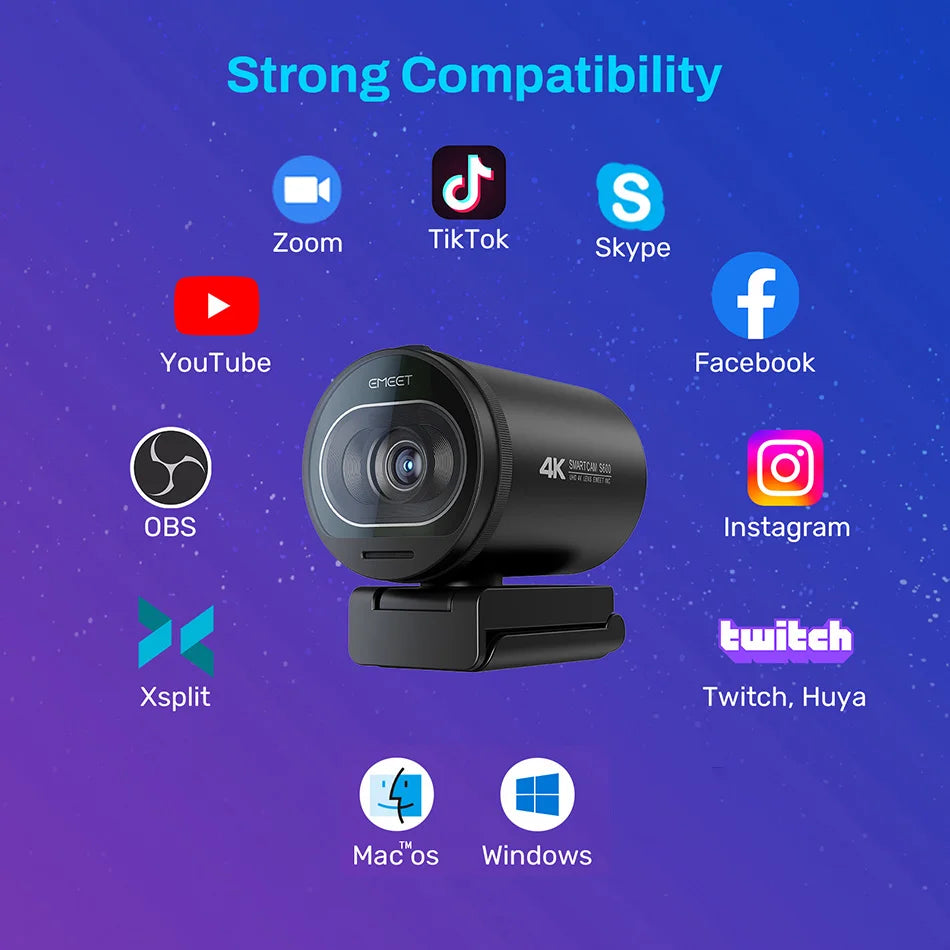 Webcam EMEET S600 4K — autofocus, capteur Sony et 60 i/s en 1080p annoncés
