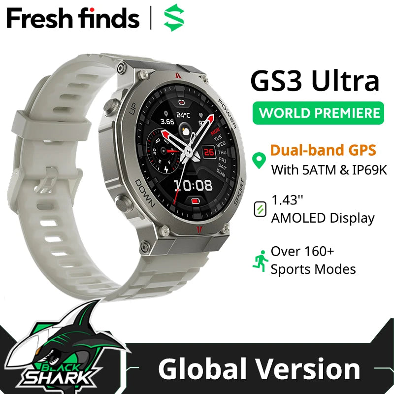 Montre connectée BlackShark GS3 Ultra — GPS double fréquence et 5 ATM