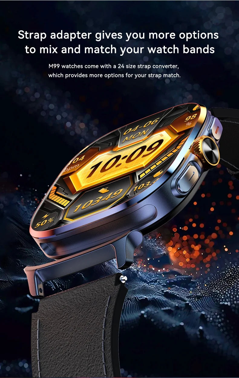 Montre connectée M99 — écran AMOLED 2,4″, caméra rotative et GPS
