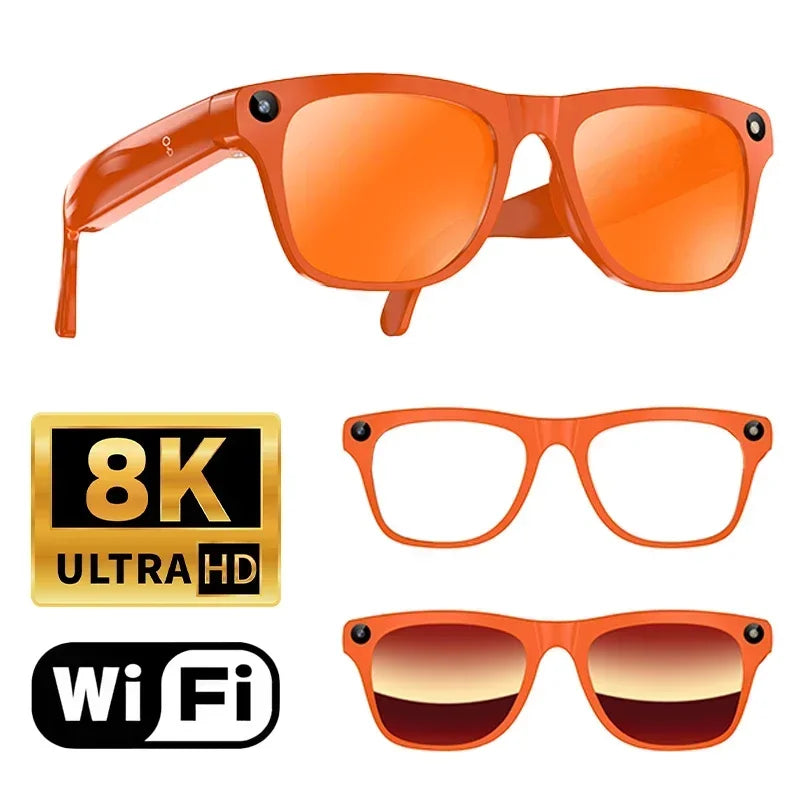 Lunettes connectées IA avec caméra, audio Bluetooth et traduction