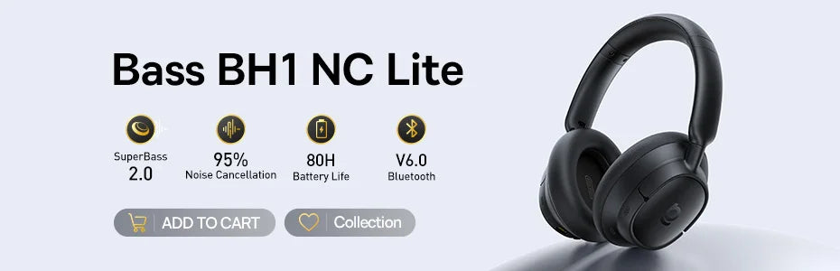 Casque Bluetooth Baseus EH10 NC — ANC adaptatif, LDAC, autonomie annoncée 80 h