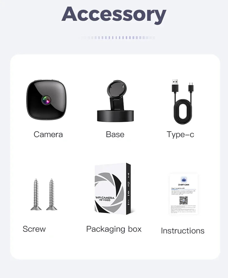 Caméra de sécurité Wi‑Fi 1080p compacte — surveillance à distance