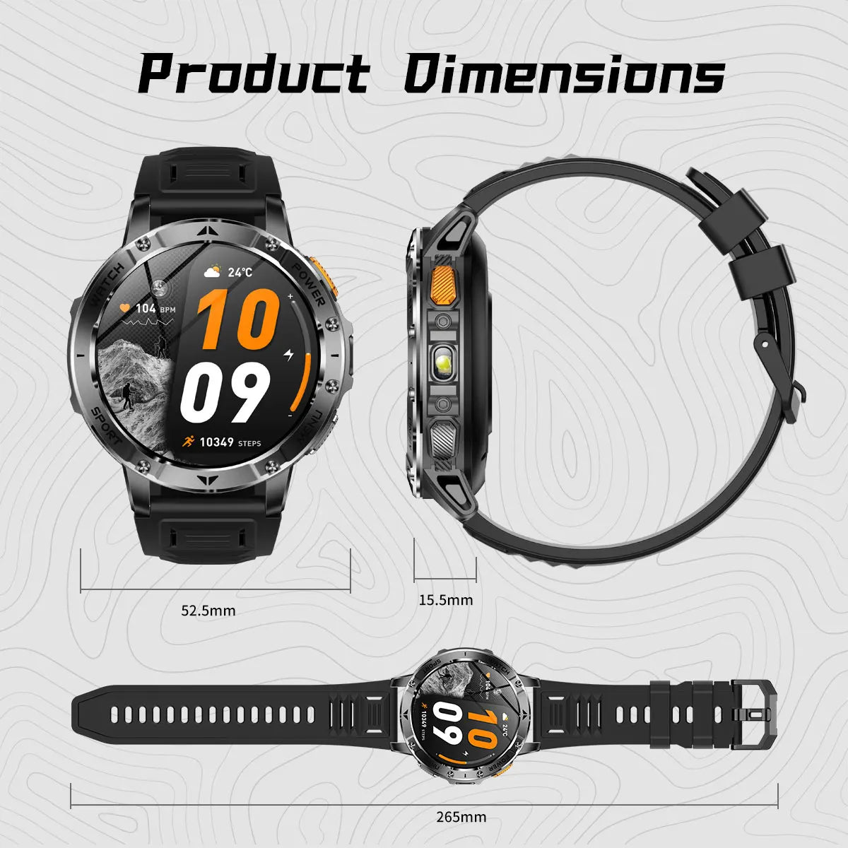 Montre connectée outdoor — 10 ATM annoncés, lampe LED et appels Bluetooth