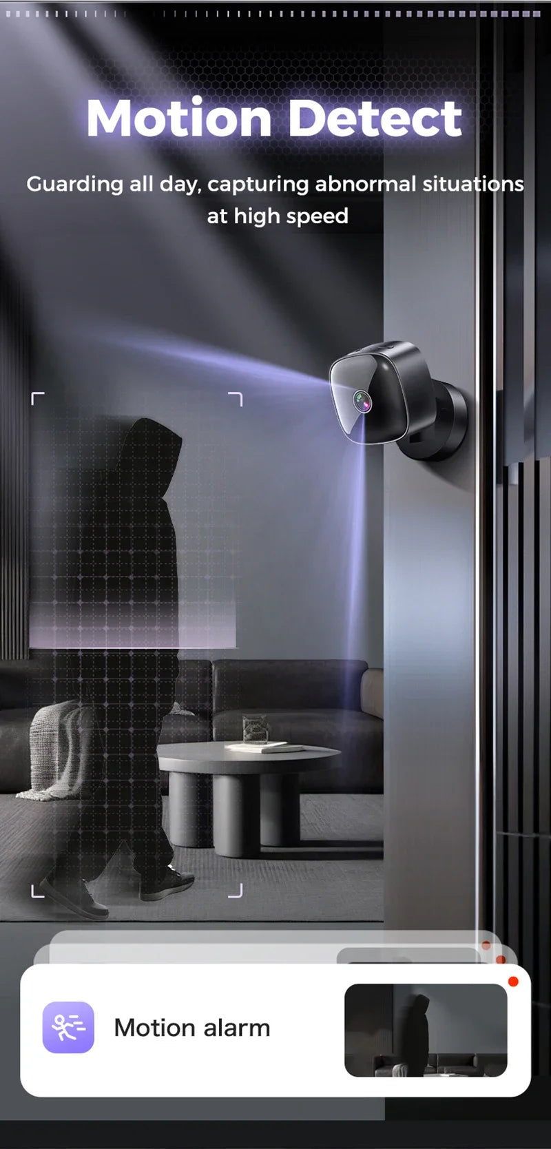 Caméra de sécurité Wi‑Fi 1080p compacte — surveillance à distance