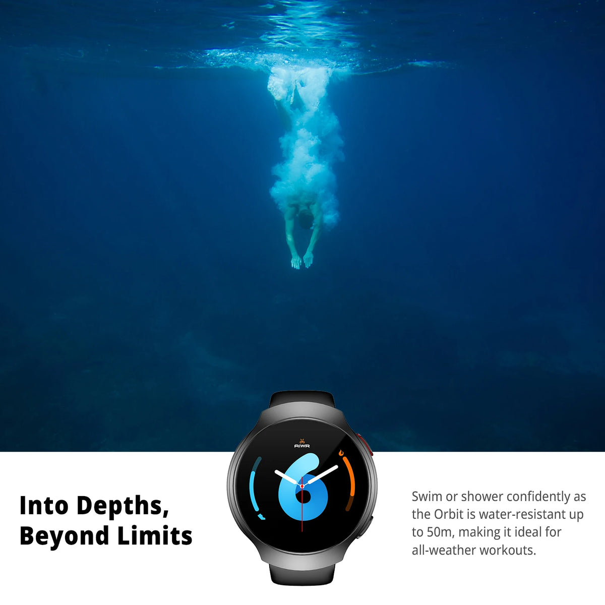 Montre connectée AIWR Orbit — GPS, écran AMOLED et appels Bluetooth
