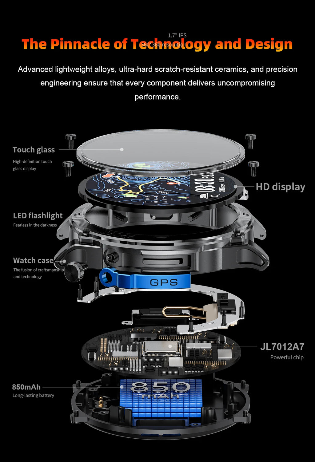 Montre connectée outdoor T‑RX4 — GPS, AMOLED et étanchéité 10 ATM annoncée