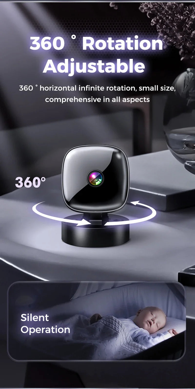 Caméra de sécurité Wi‑Fi 1080p compacte — surveillance à distance