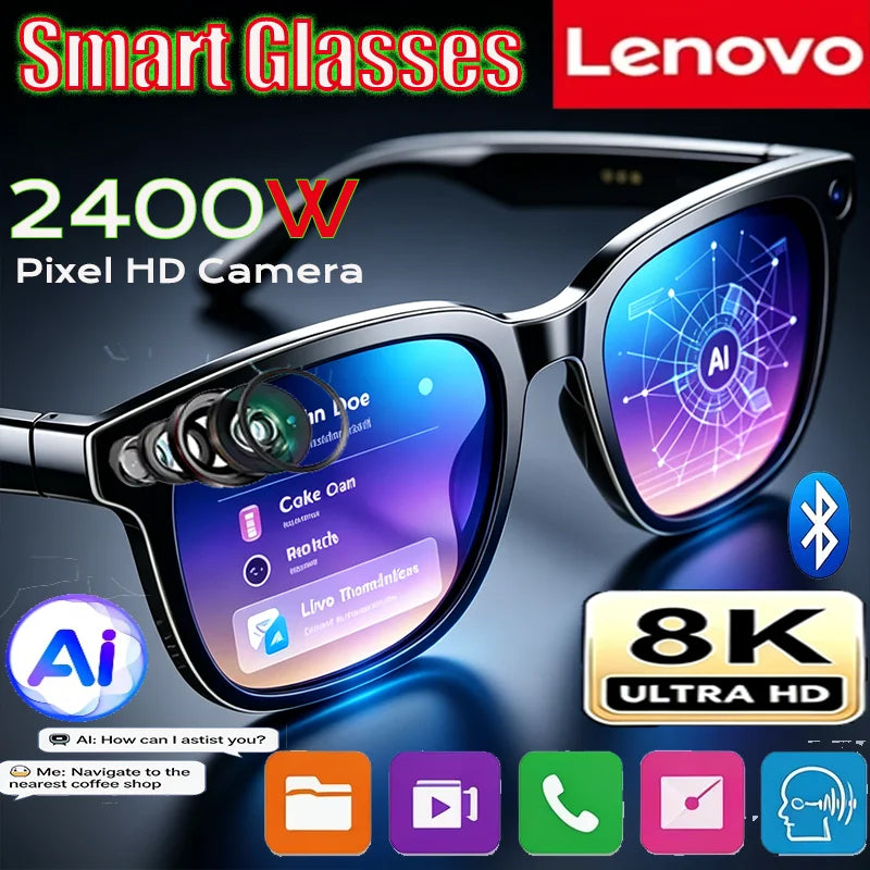 Lunettes connectées IA avec caméra, traduction et appels Bluetooth — version 2400W