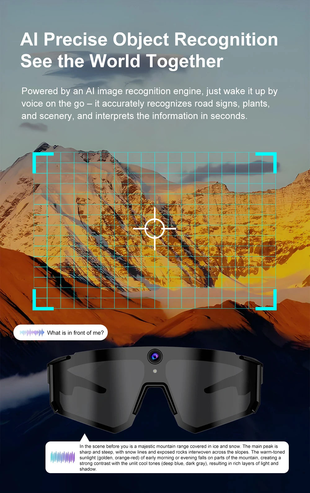 Lunettes connectées sport avec caméra et traduction — version 2400W