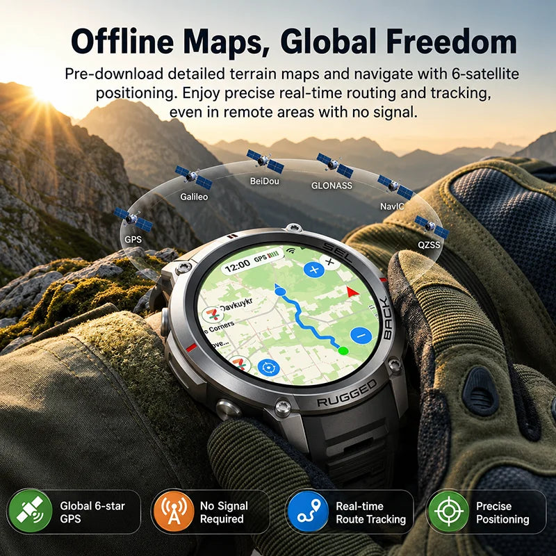 Montre connectée outdoor AMOLED — GPS, cartes hors ligne et 5 ATM annoncés