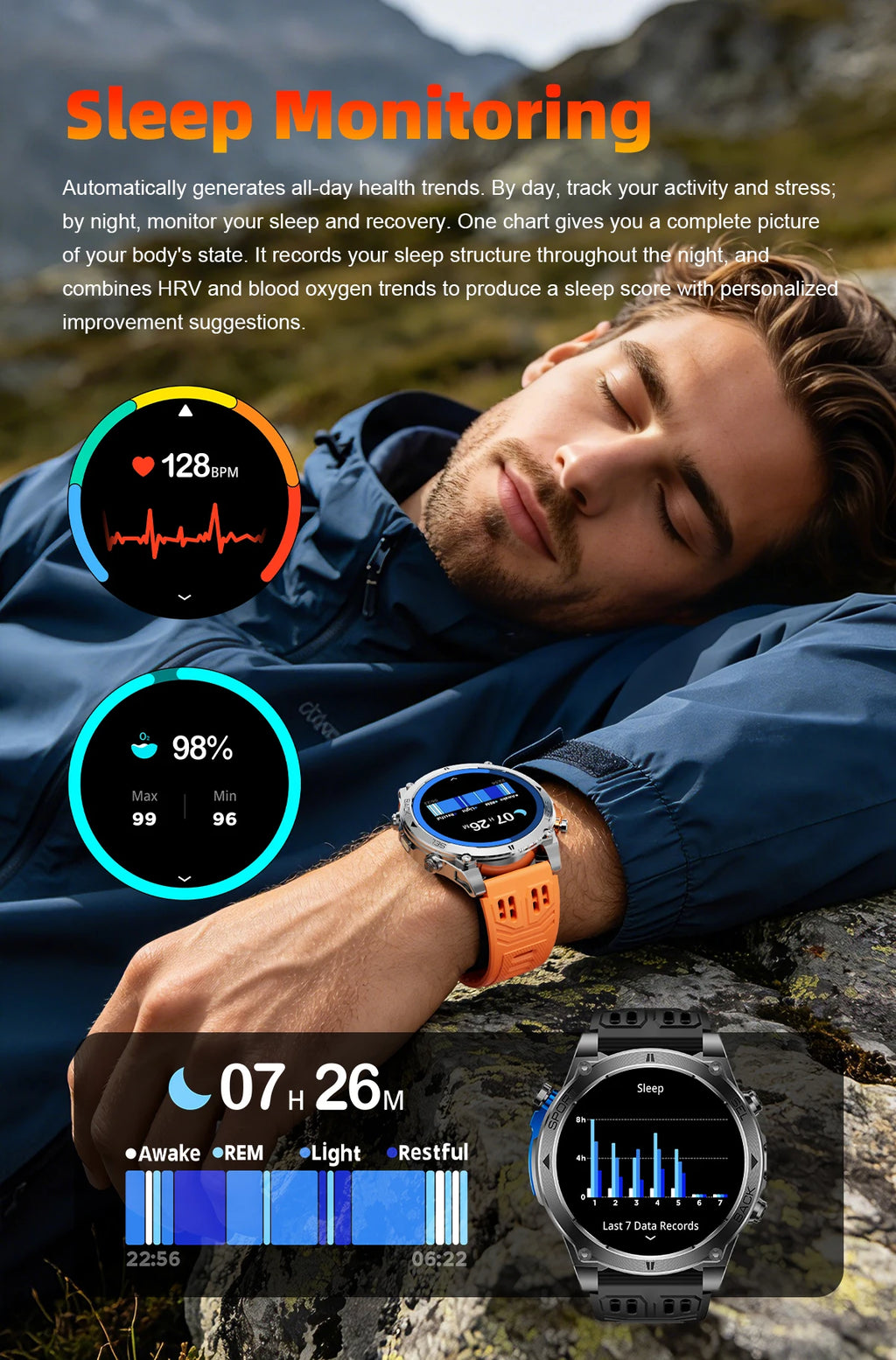 Montre connectée outdoor T‑RX4 — GPS, AMOLED et étanchéité 10 ATM annoncée