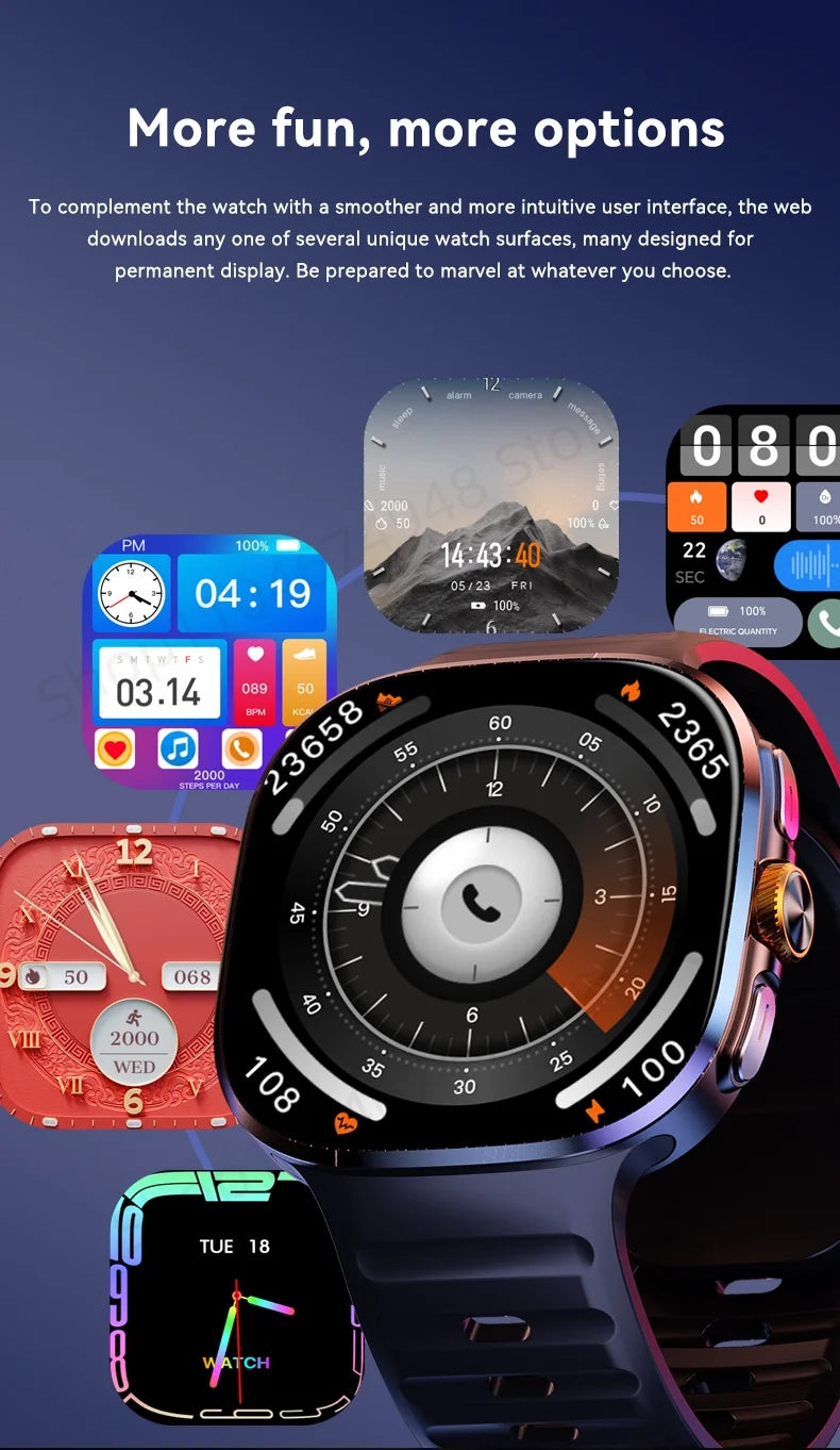 Montre connectée M99 — écran AMOLED 2,4″, caméra rotative et GPS