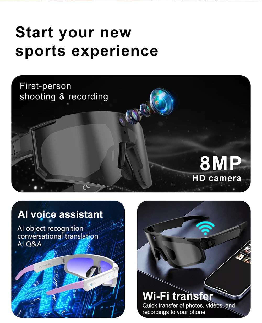 Lunettes connectées sport avec caméra et traduction — version 2400W