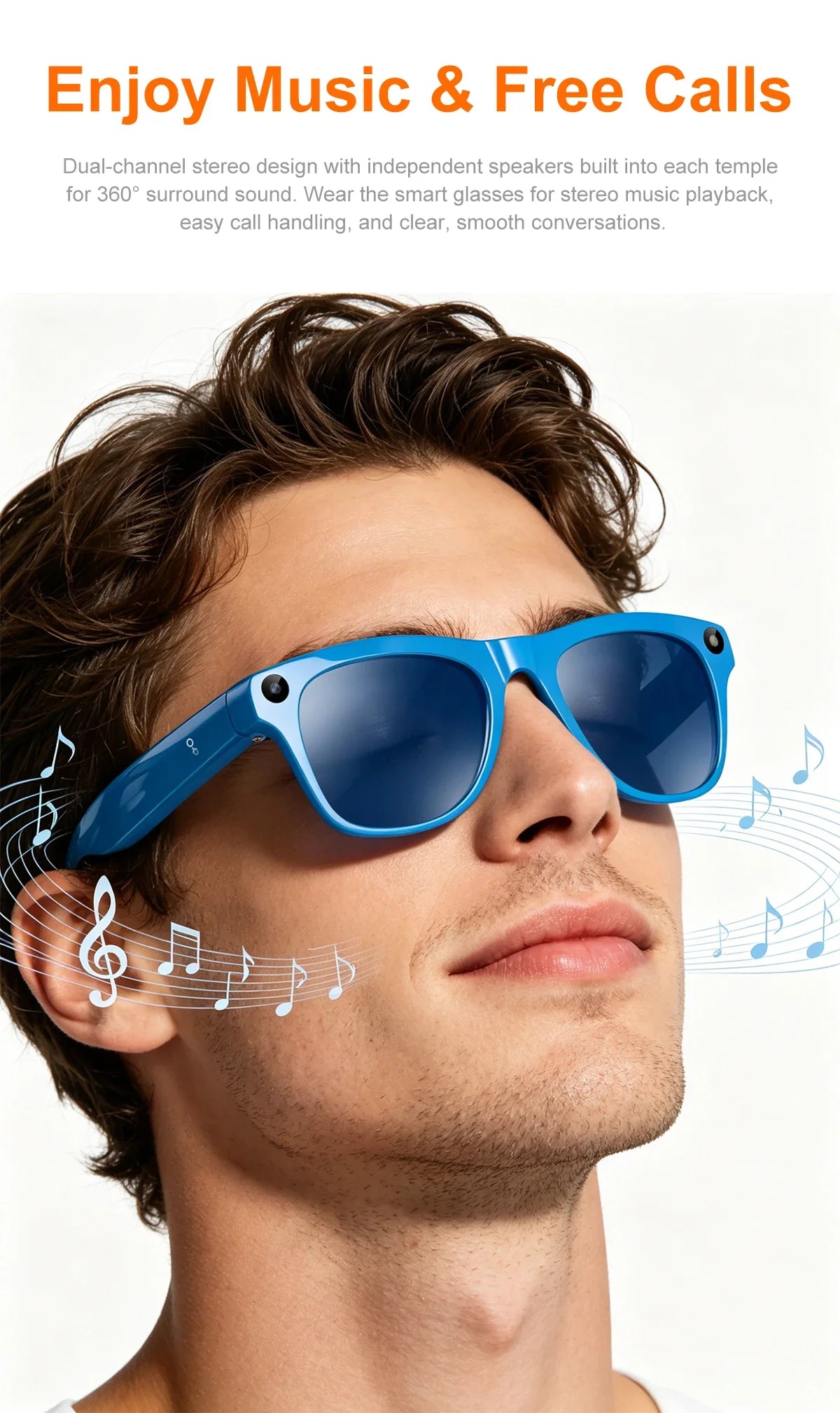 Lunettes connectées IA avec caméra, traduction et appels Bluetooth — version 2400W
