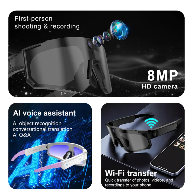 Lunettes connectées sport avec caméra et traduction — version 2400W