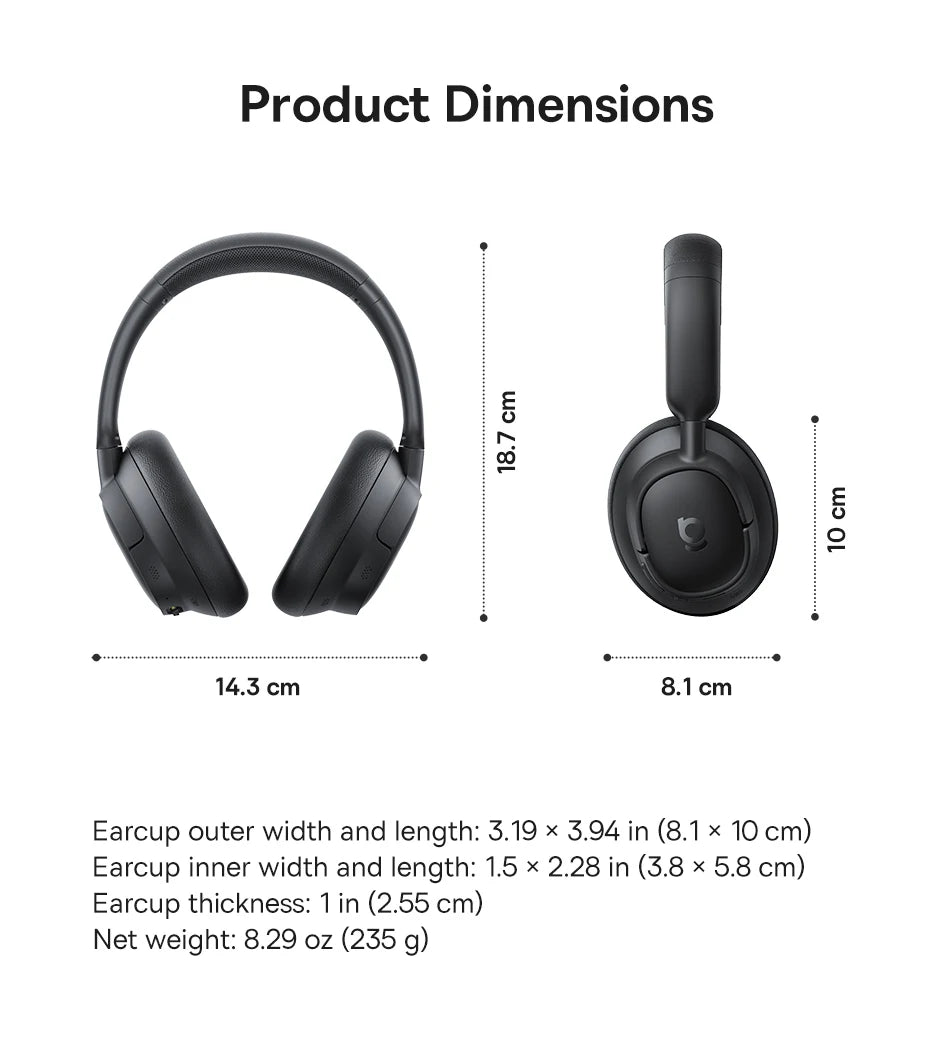 Casque Bluetooth Baseus EH10 NC — ANC adaptatif, LDAC, autonomie annoncée 80 h