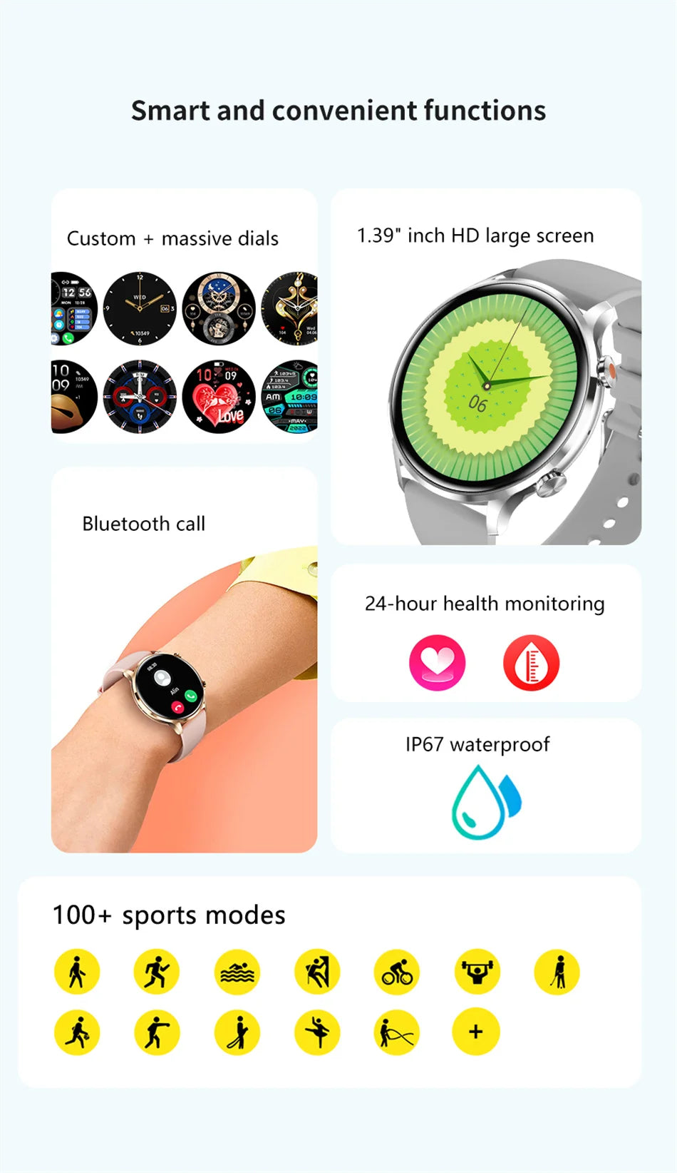 Montre connectée AMOLED — GPS, appels Bluetooth et IP68 annoncé