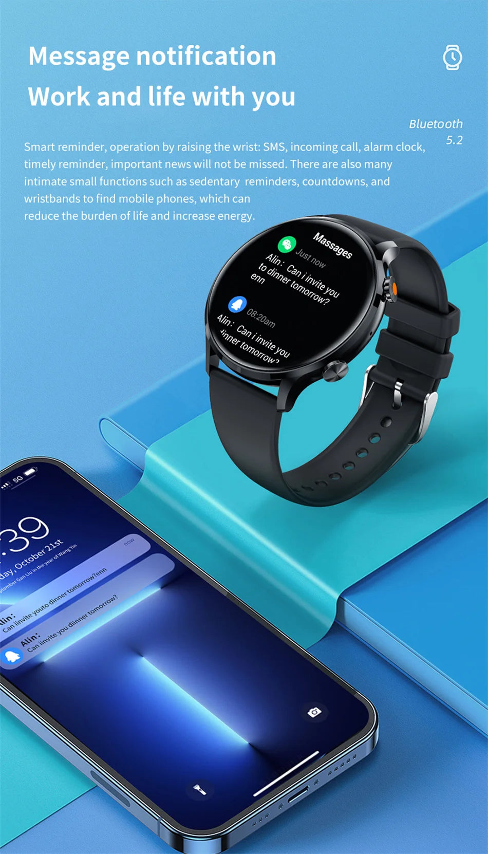 Montre connectée AMOLED — GPS, appels Bluetooth et IP68 annoncé
