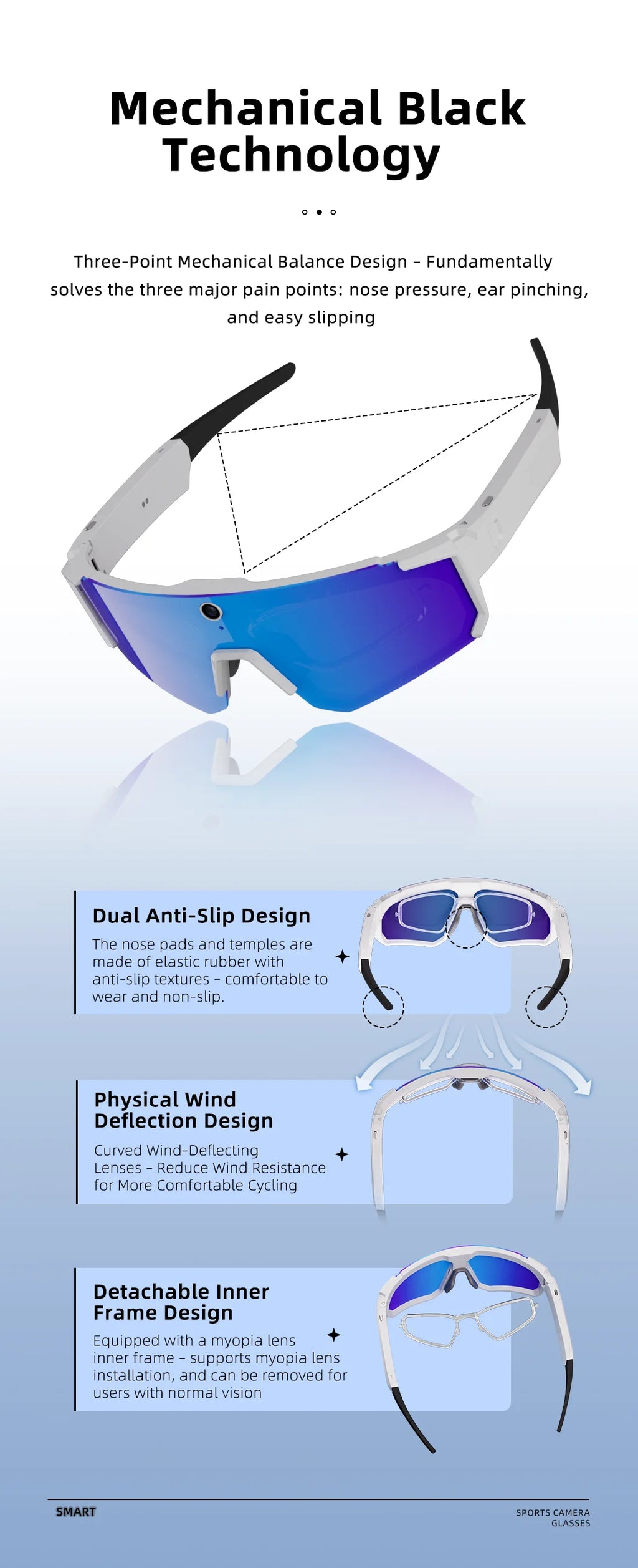 Lunettes connectées IA avec caméra, traduction et appels Bluetooth — version 800W