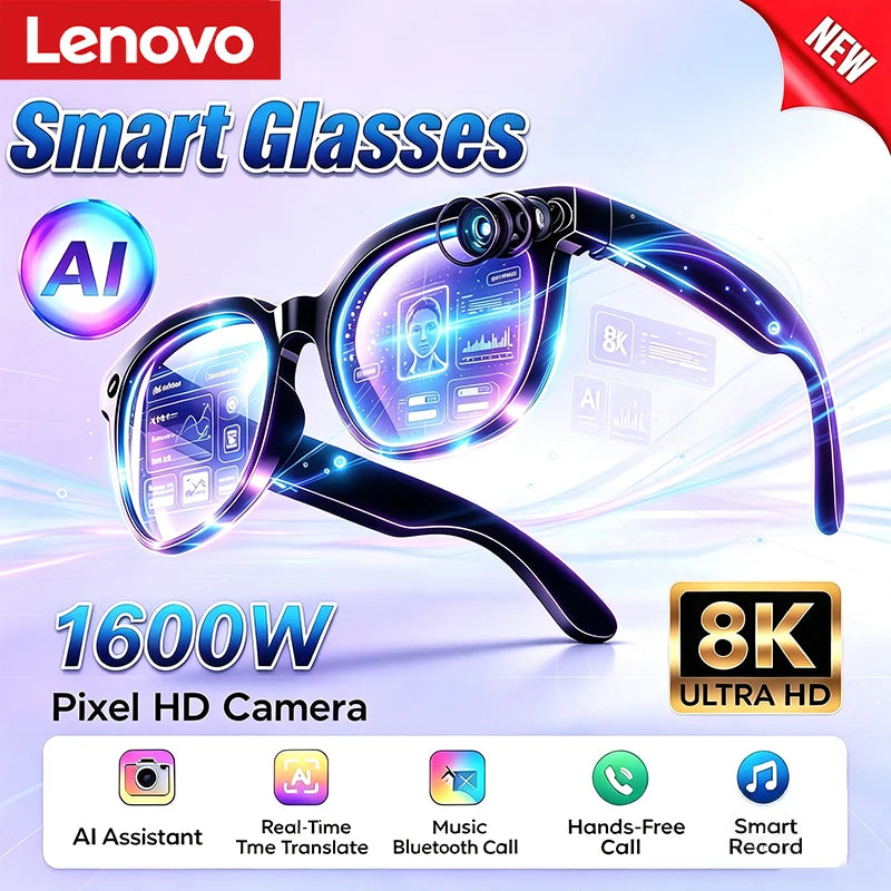 Lunettes connectées IA avec caméra, traduction et appels Bluetooth — version 1600W