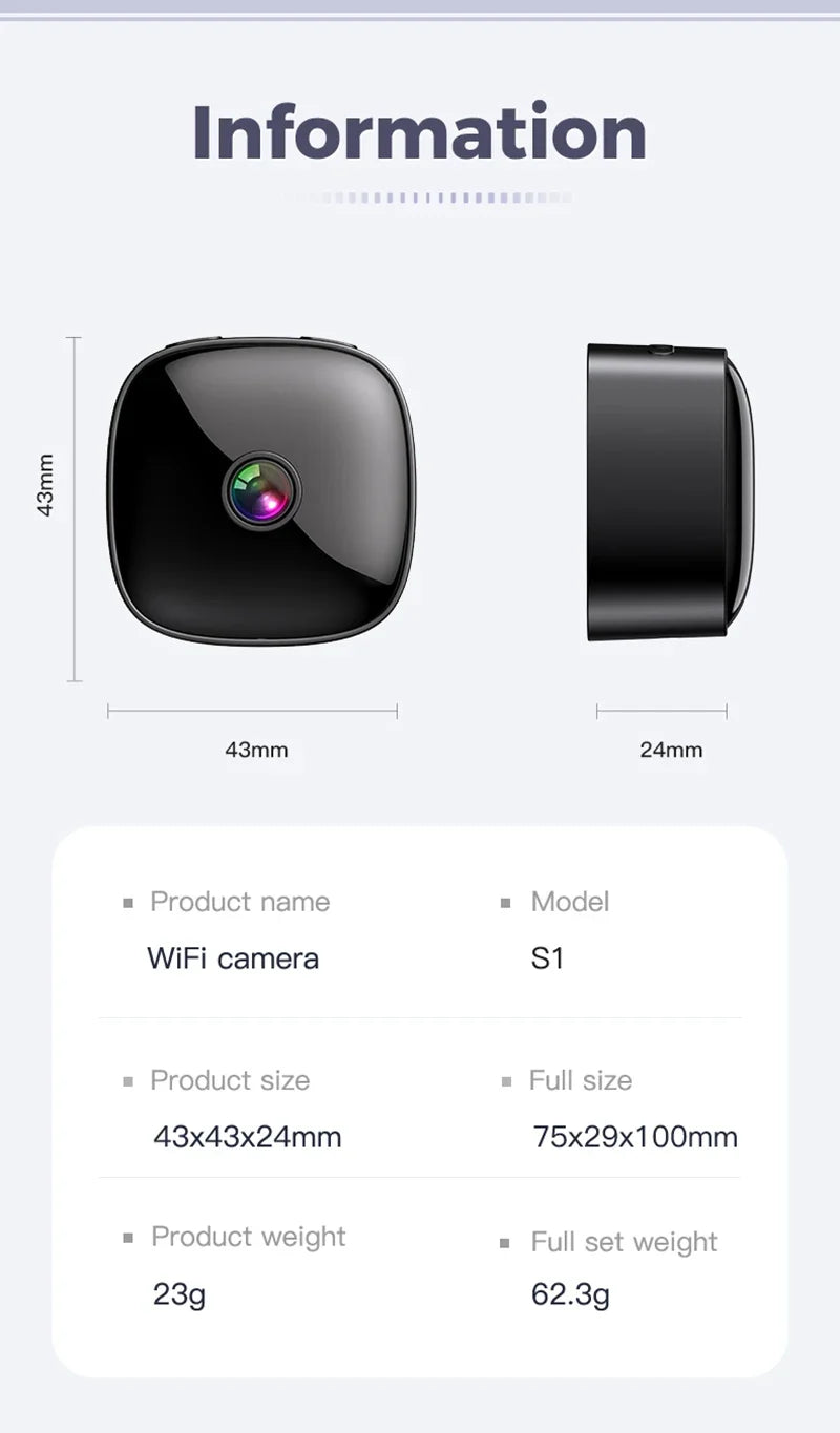 Caméra de sécurité Wi‑Fi 1080p compacte — surveillance à distance