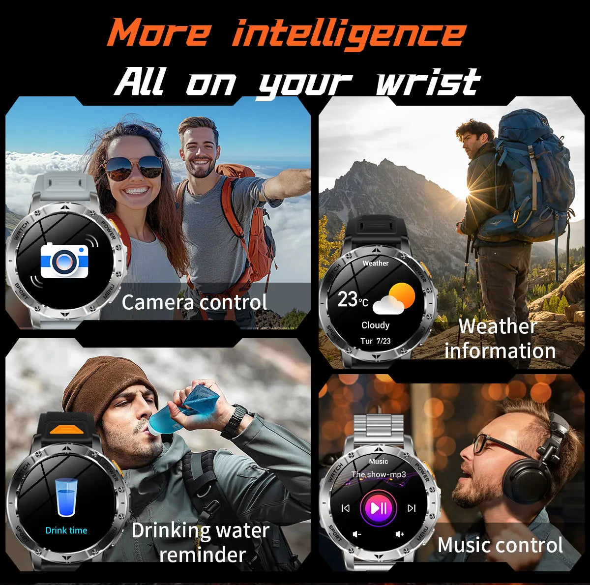Montre connectée outdoor — 10 ATM annoncés, lampe LED et appels Bluetooth