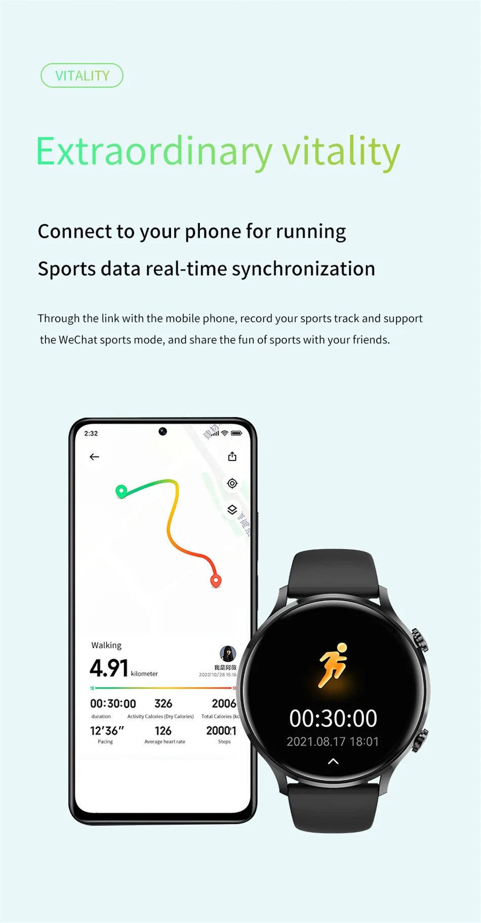 Montre connectée AMOLED — GPS, appels Bluetooth et IP68 annoncé