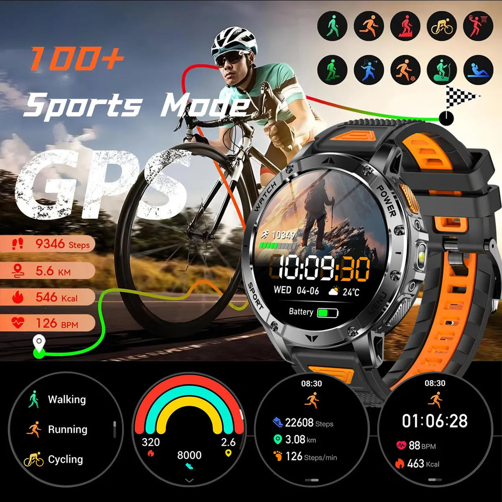 Montre connectée outdoor — 10 ATM annoncés, lampe LED et appels Bluetooth