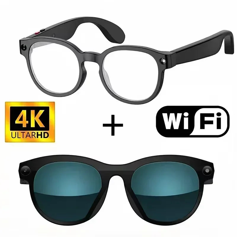 Lunettes connectées IA avec caméra, audio Bluetooth et traduction