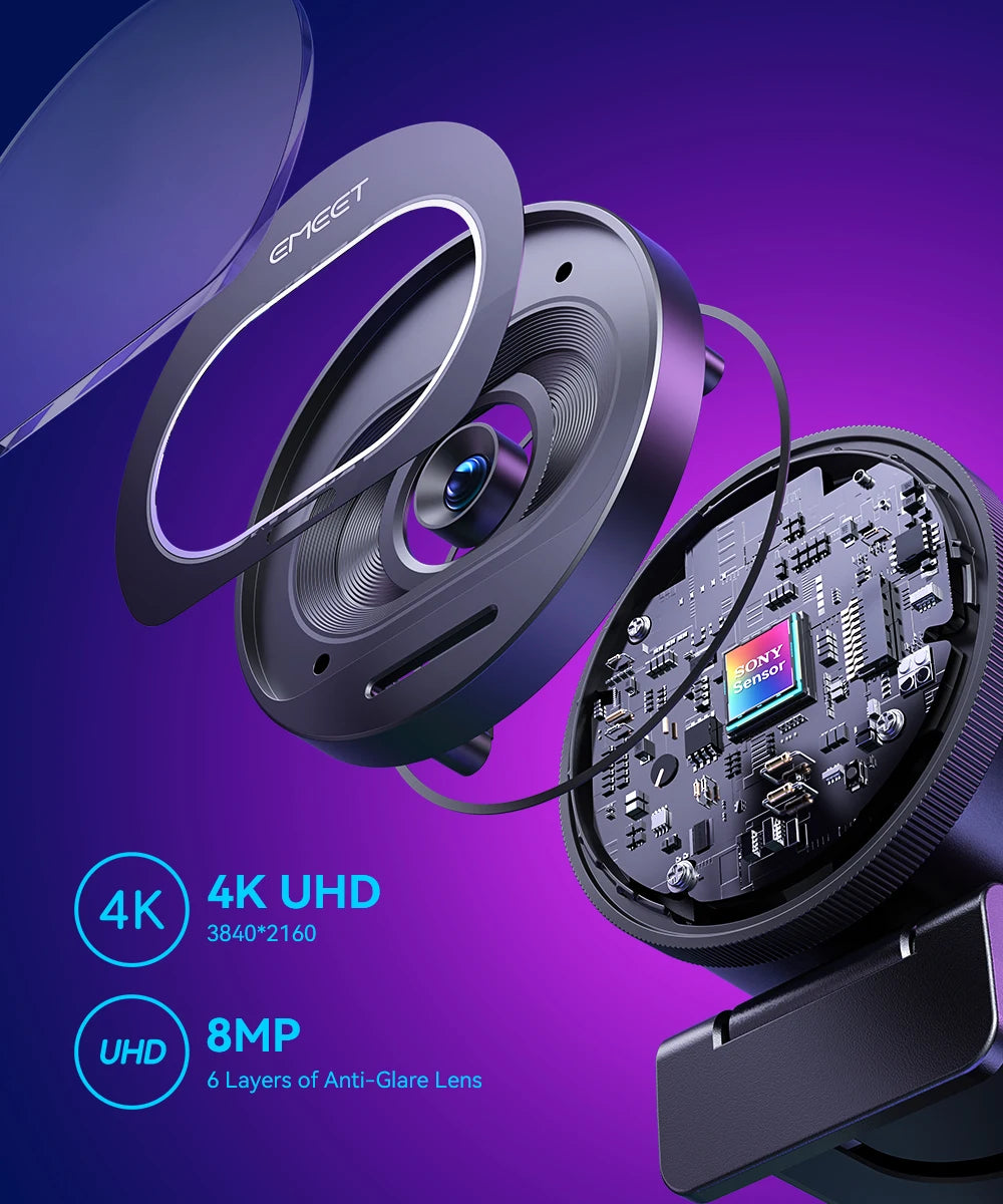 Webcam EMEET S600 4K — autofocus, capteur Sony et 60 i/s en 1080p annoncés