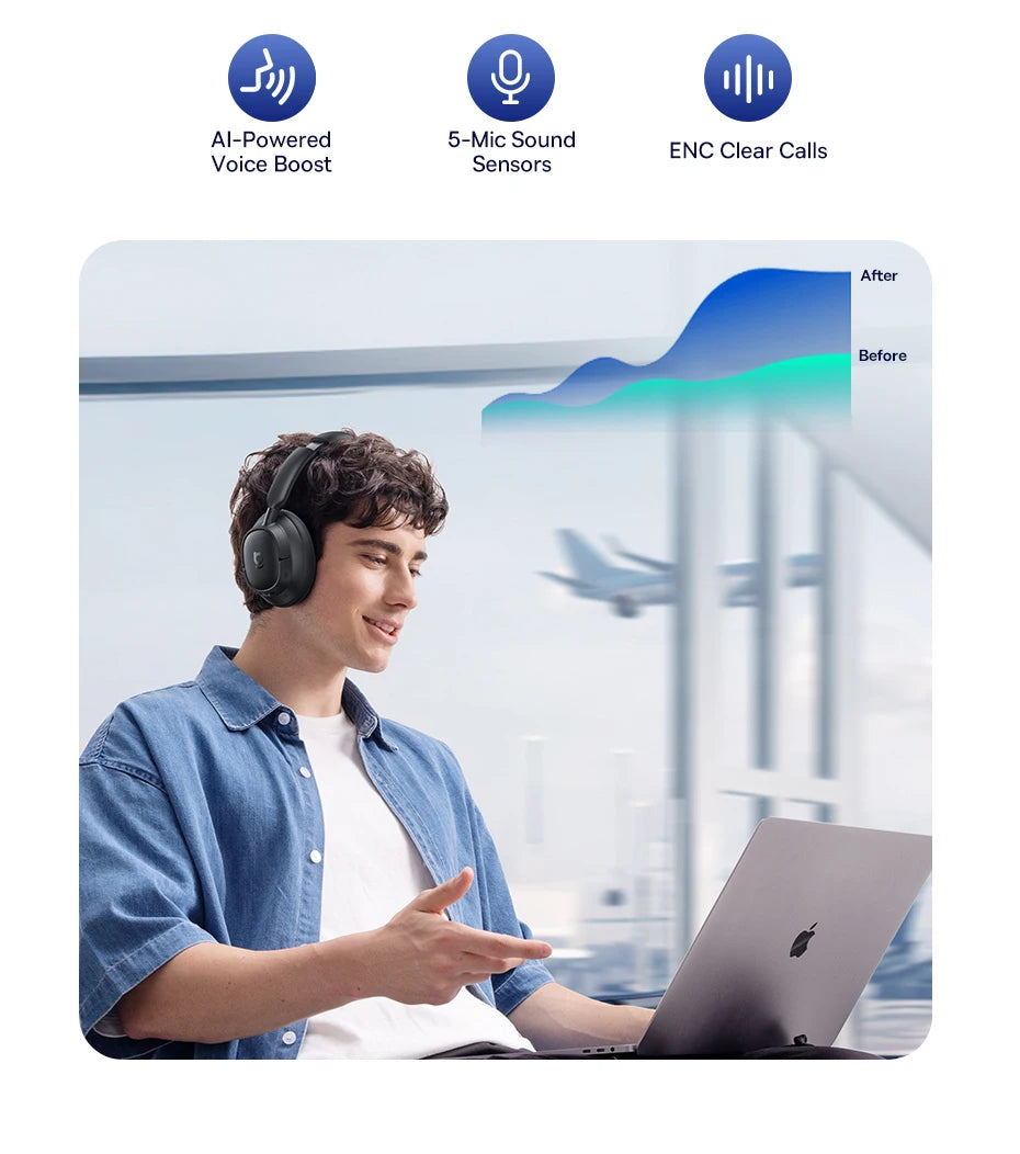 Casque Bluetooth Baseus EH10 NC — ANC adaptatif, LDAC, autonomie annoncée 80 h