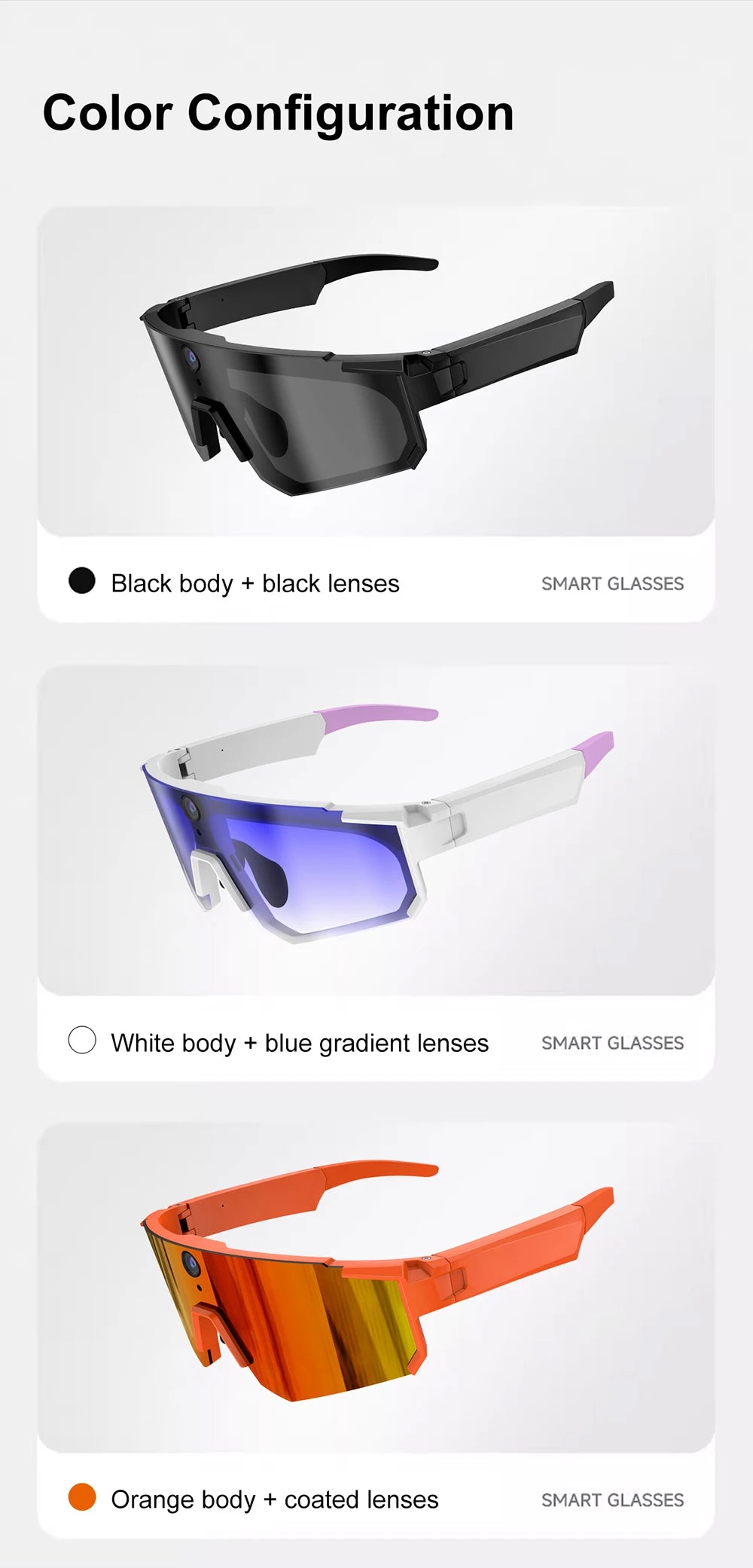 Lunettes connectées sport avec caméra et traduction — version 2400W