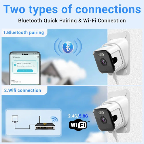 Caméra de fenêtre PEGATAH 2K — Wi‑Fi bi-bande et vision nocturne couleur