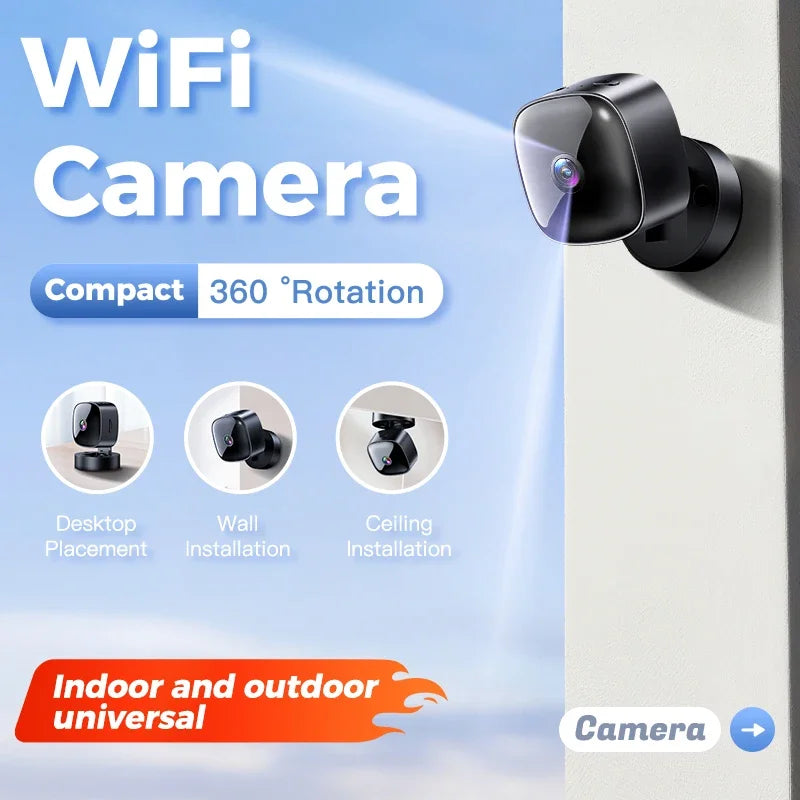 Caméra de sécurité Wi‑Fi 1080p compacte — surveillance à distance