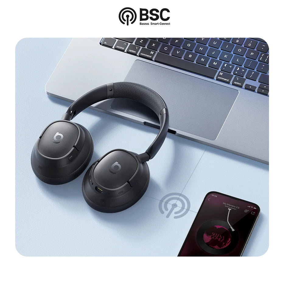 Casque Bluetooth Baseus EH10 NC — ANC adaptatif, LDAC, autonomie annoncée 80 h
