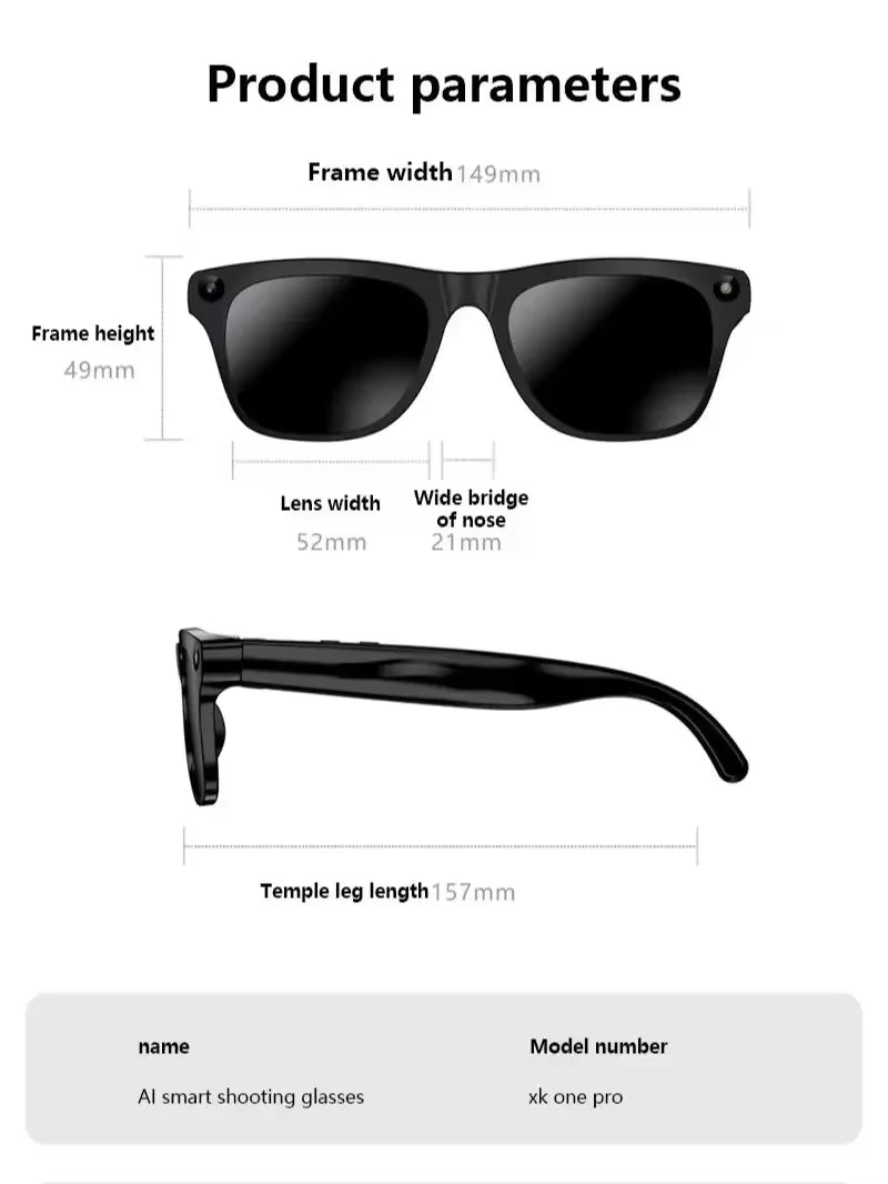 Lunettes connectées IA avec caméra 8 MP annoncée, traduction et appels Bluetooth