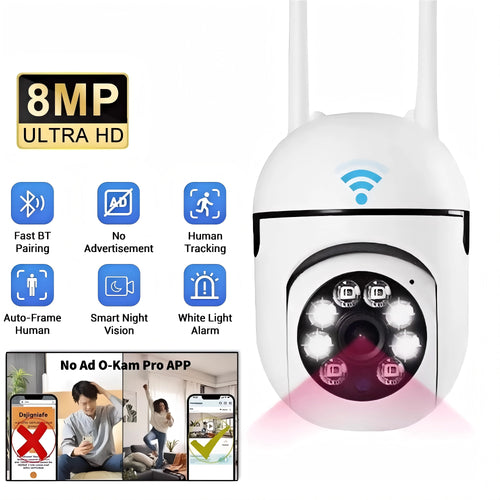 Caméra de sécurité Wi‑Fi PTZ 5 MP — suivi, audio bidirectionnel et vision nocturne