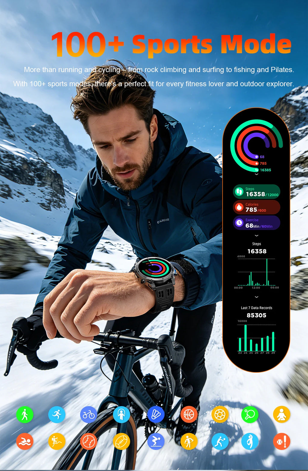 Montre connectée outdoor T‑RX4 — GPS, AMOLED et étanchéité 10 ATM annoncée