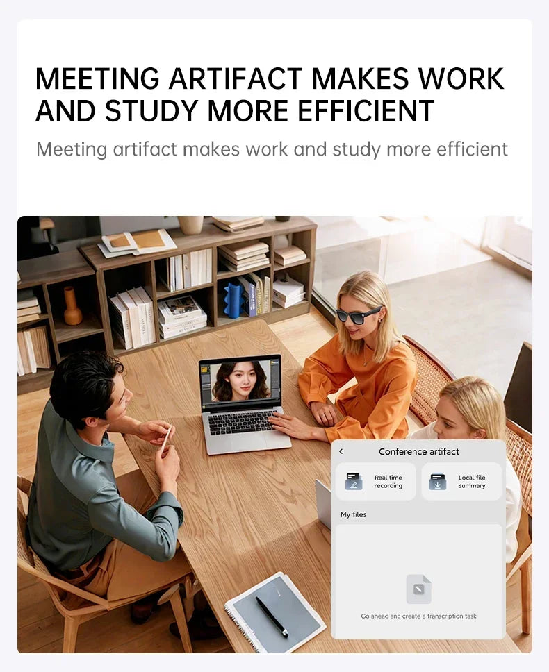 Lunettes connectées IA avec caméra, traduction et appels Bluetooth — version 1600W