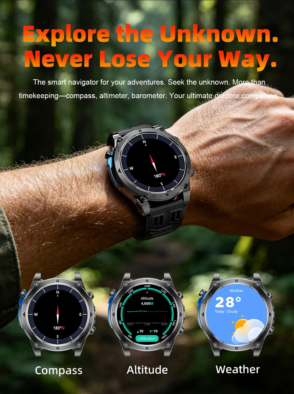 Montre connectée outdoor T‑RX4 — GPS, AMOLED et étanchéité 10 ATM annoncée
