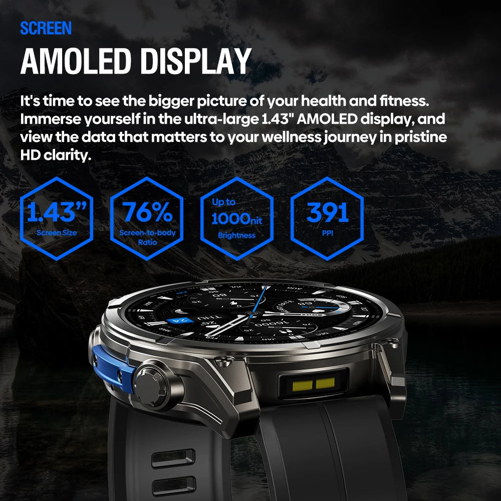 Montre connectée Zeblaze VIBE 8 — AMOLED, appels Bluetooth et lampe intégrée
