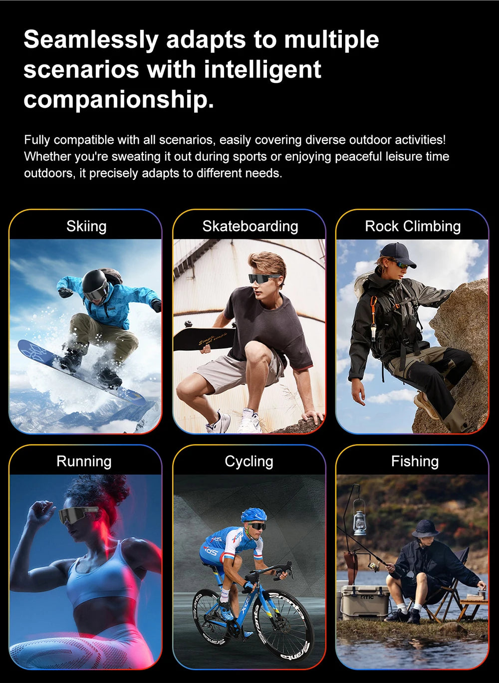 Lunettes connectées sport avec caméra et traduction — version 2400W