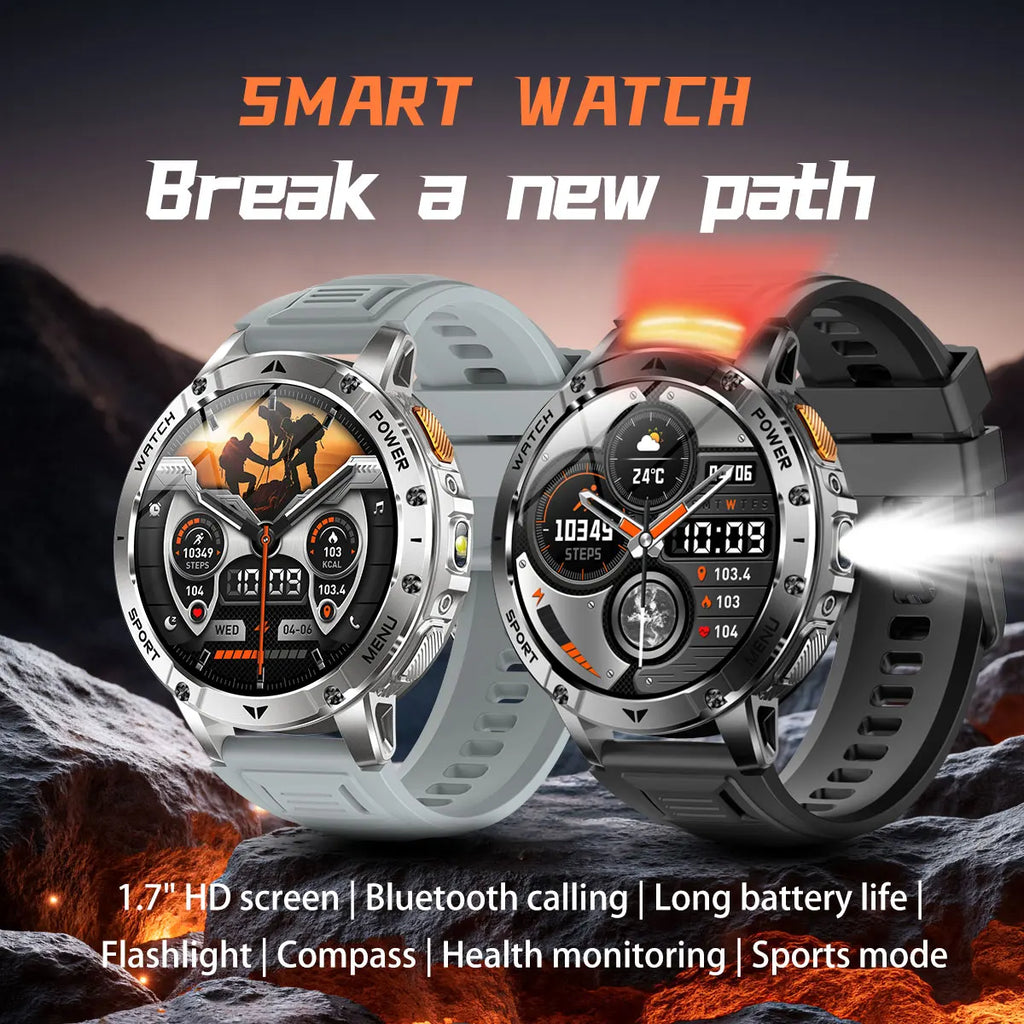 Montre connectée outdoor — 10 ATM annoncés, lampe LED et appels Bluetooth